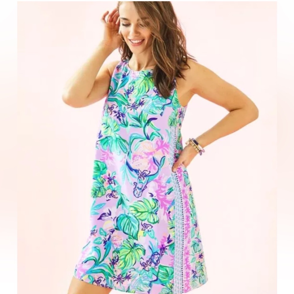 Lilly Pulitzer Jackie Silk Dress size large Amethyst Tint Mermaid